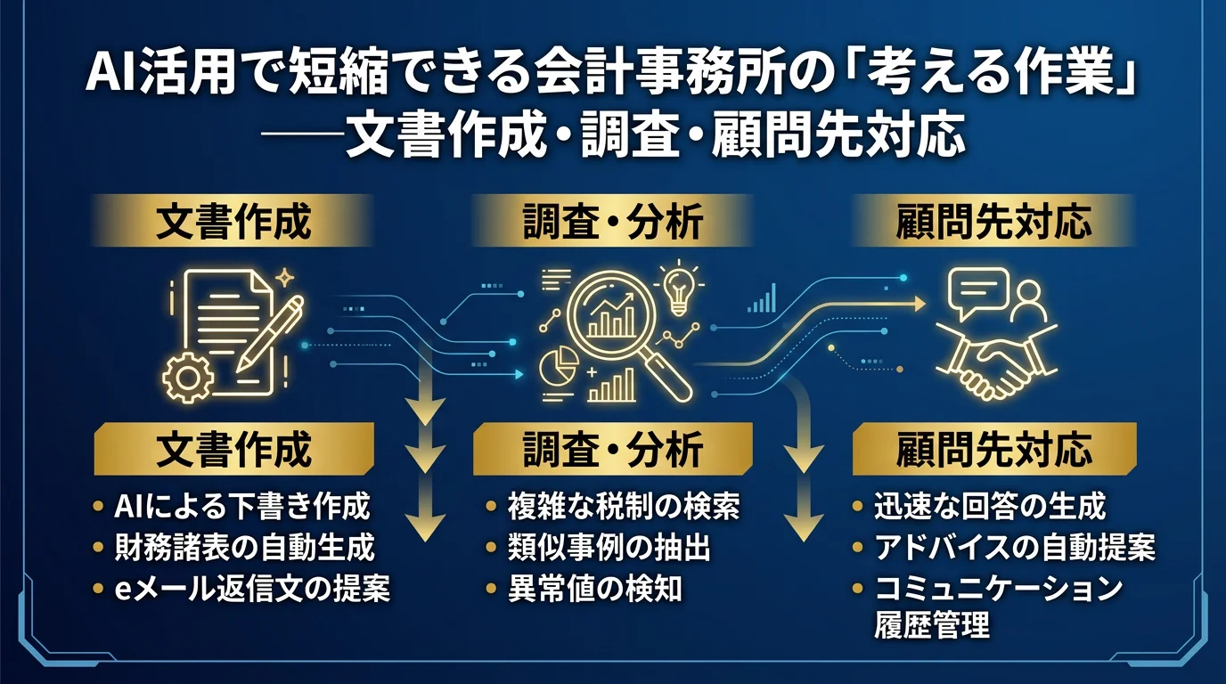 AI活用で短縮できる会計事務所の「考える作業」──文書作成・調査・顧問先対応