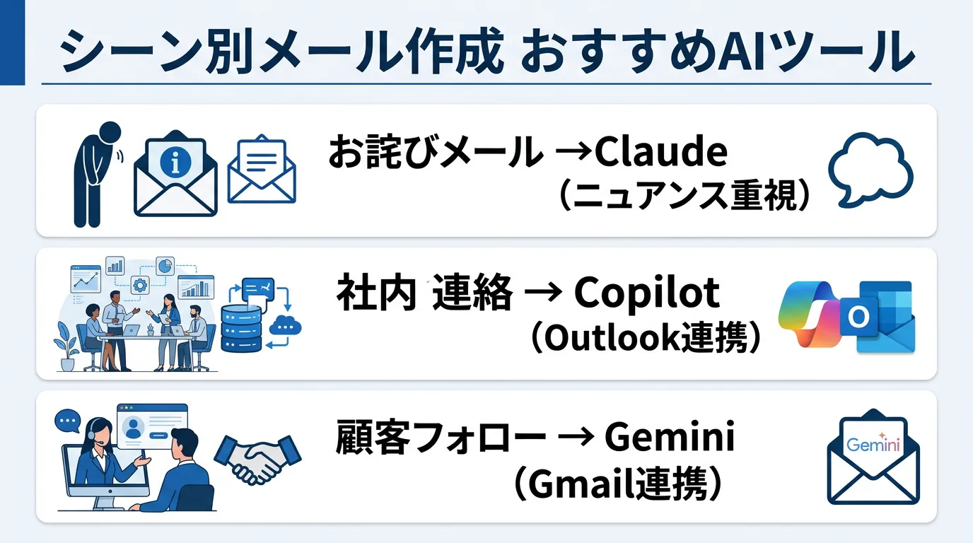 シーン別メール作成おすすめAIツール