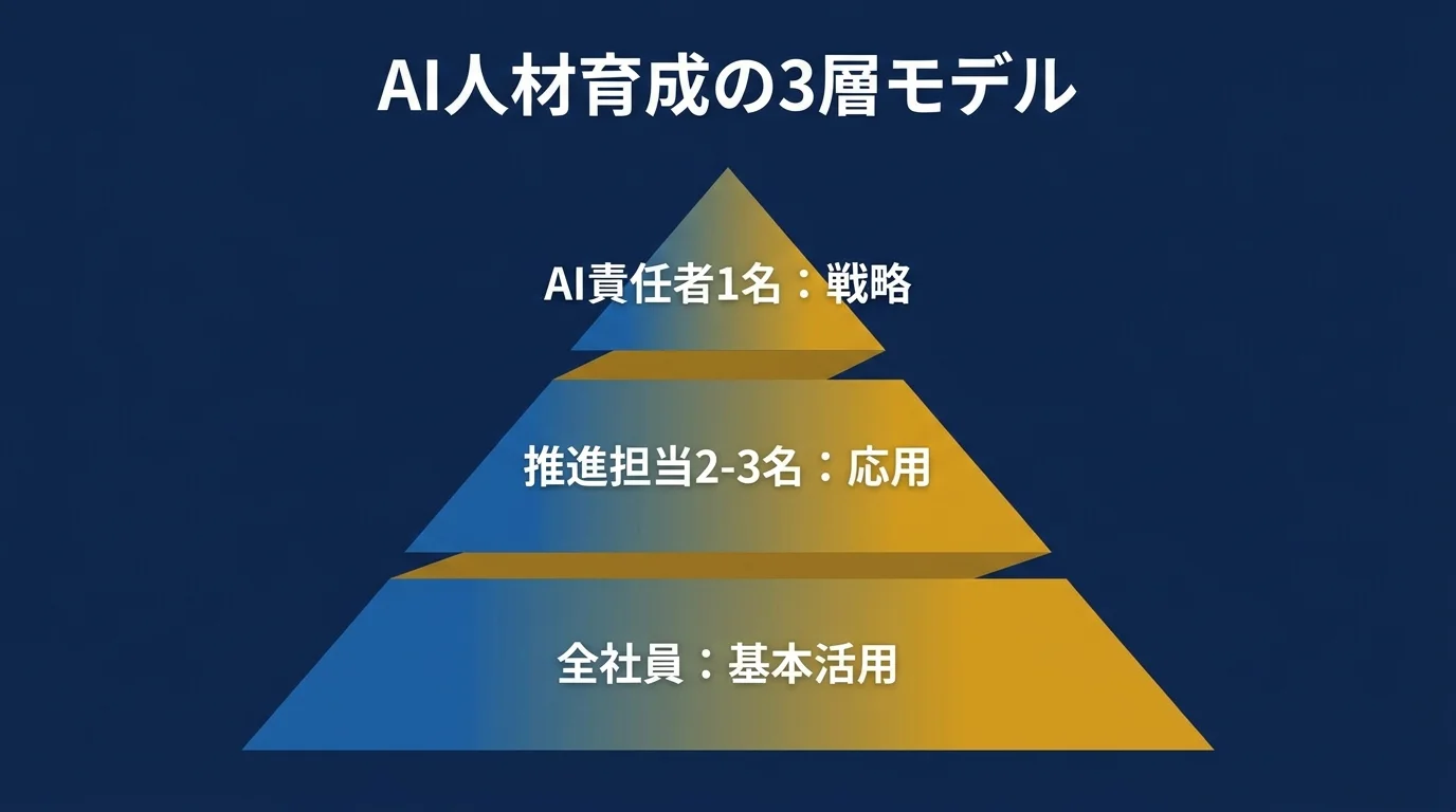 AI人材育成の3層ピラミッド図解