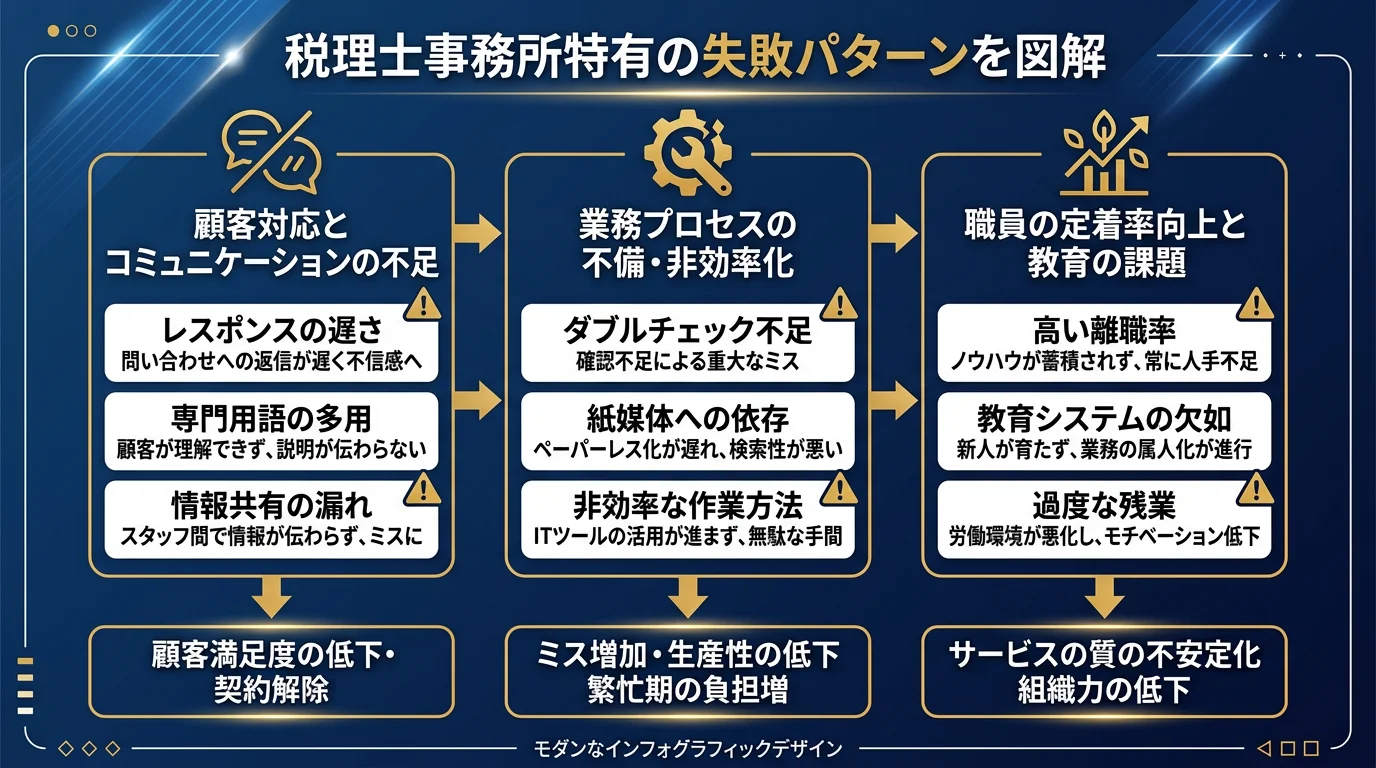 税理士事務所特有の失敗パターンを図解