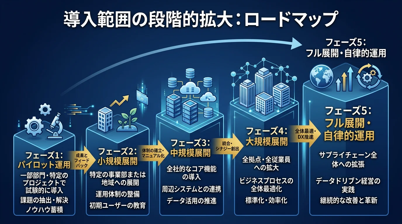 導入範囲の段階的拡大を示す図解