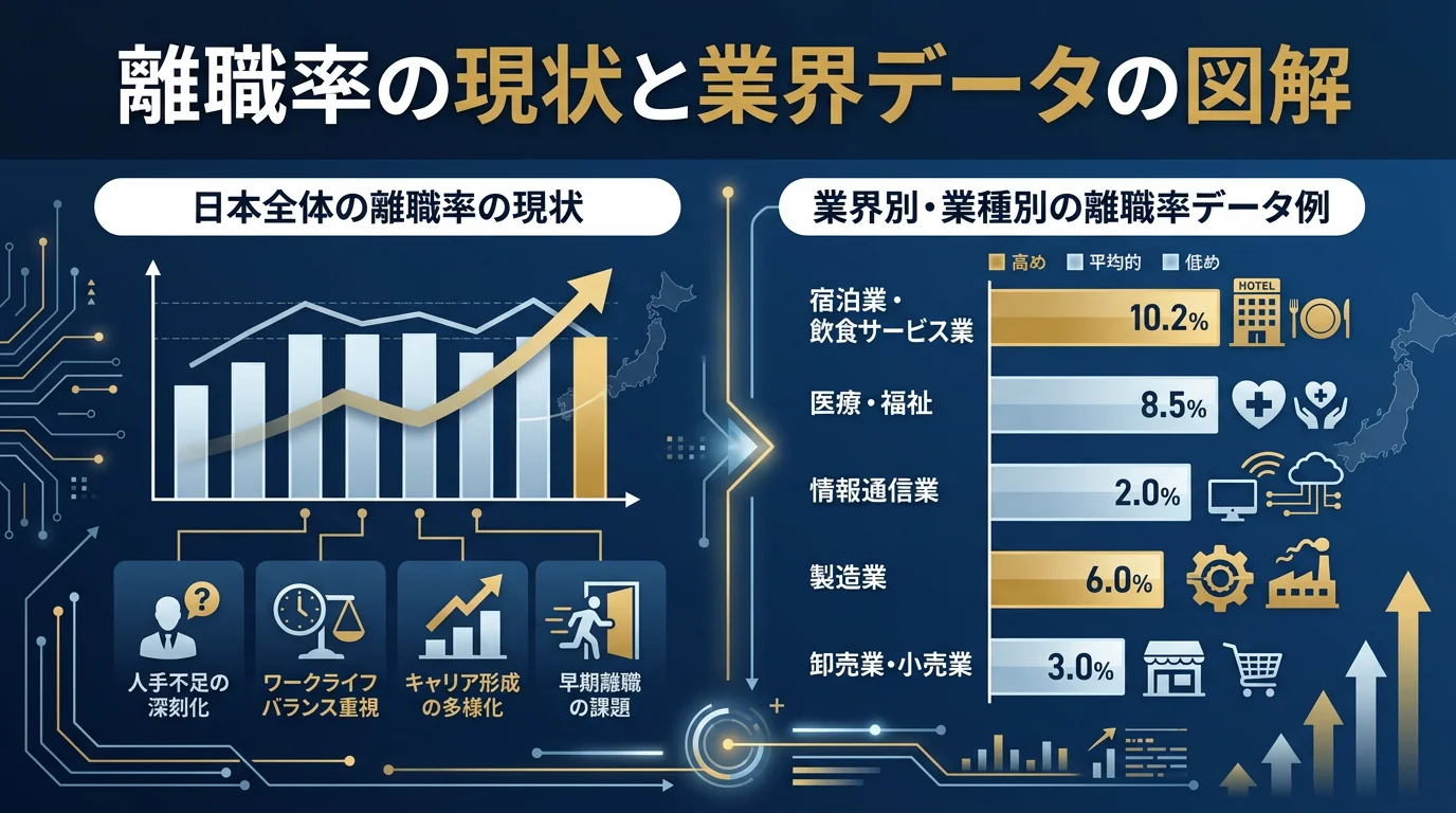 離職率の現状と業界データの図解