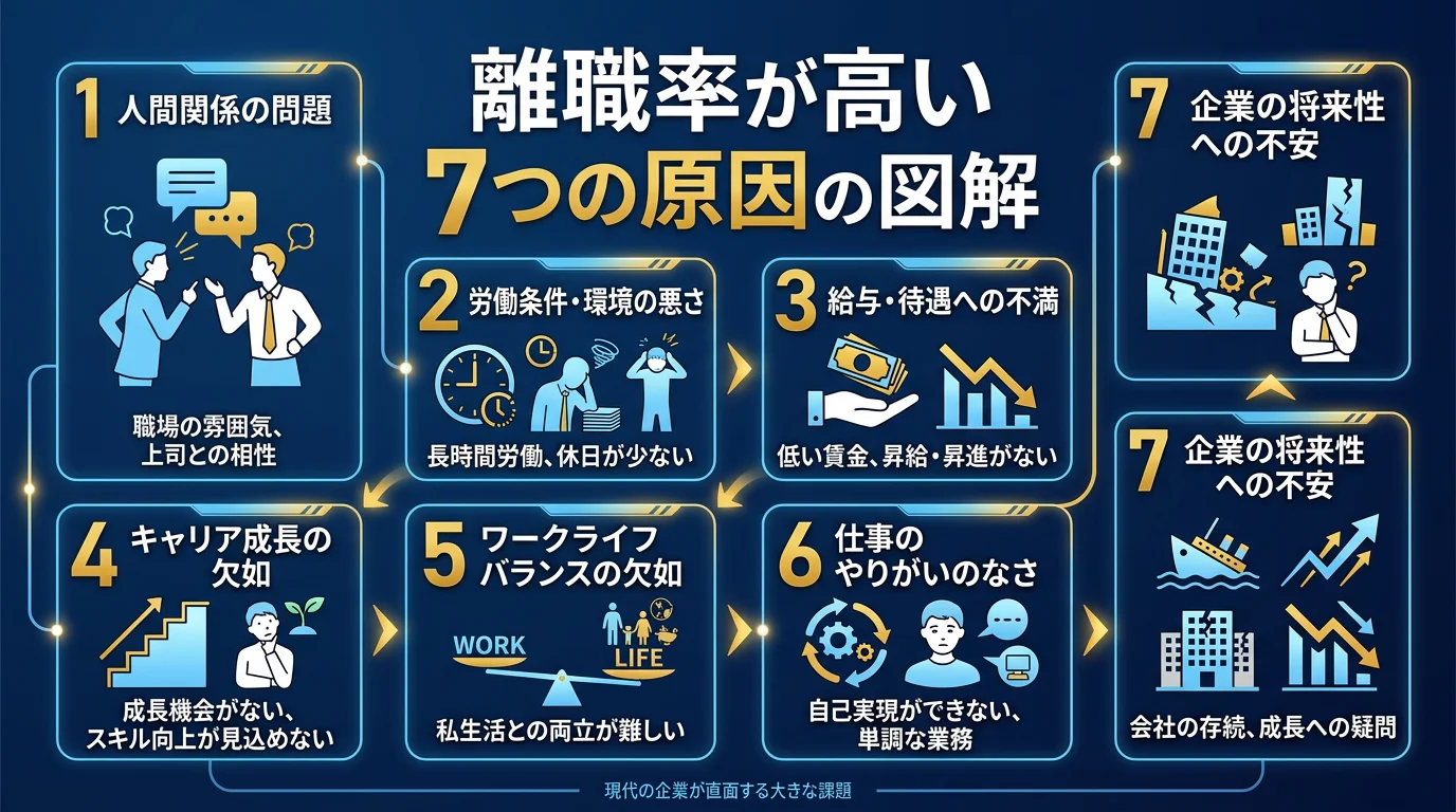 離職率が高い7つの原因の図解