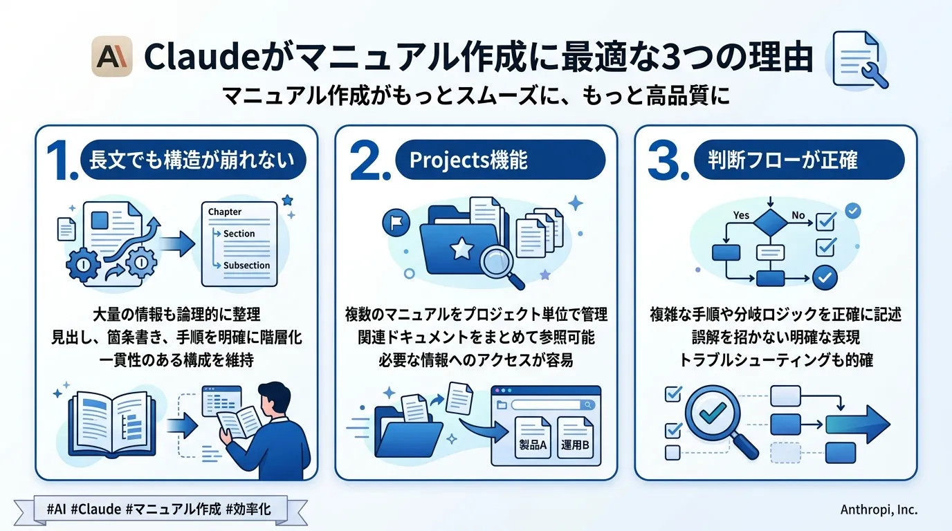Claudeがマニュアル作成に最適な3つの理由