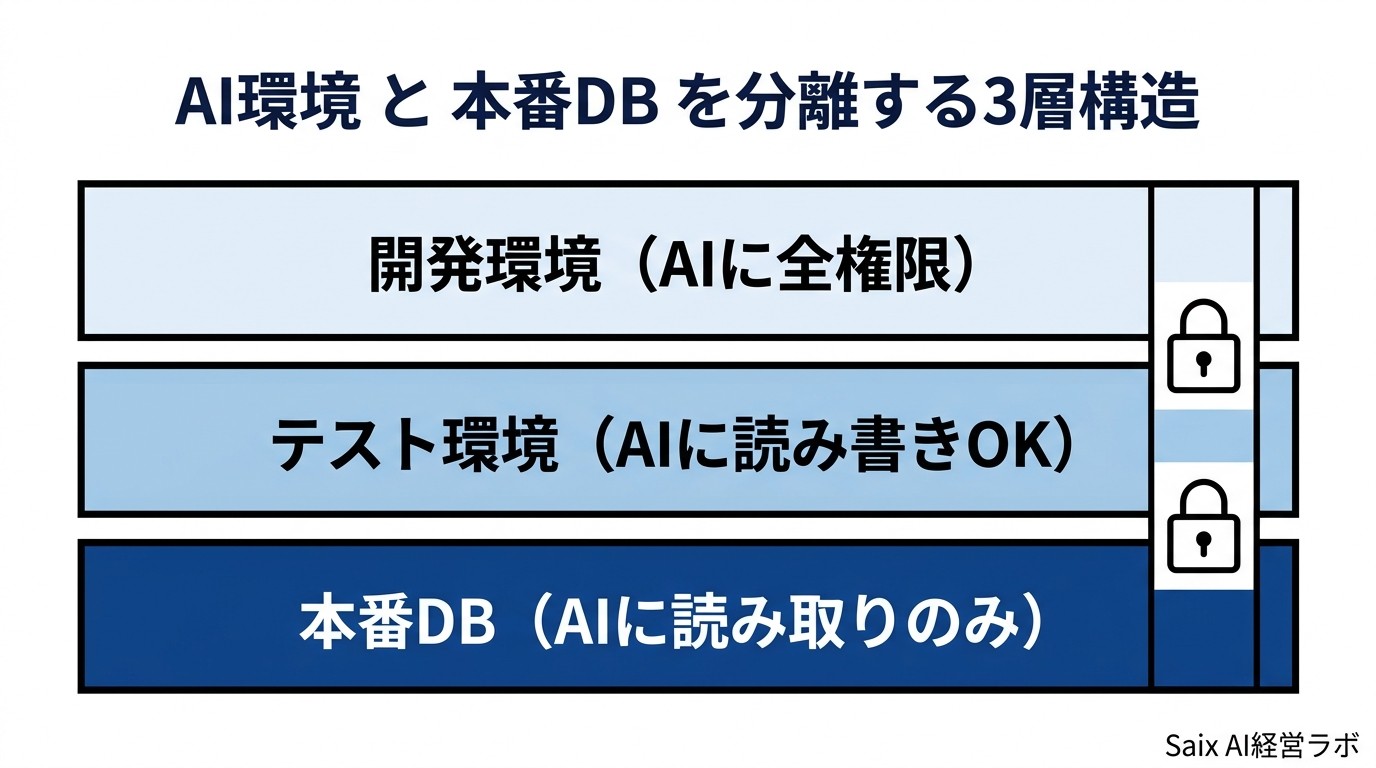 AI環境とテスト環境と本番DBを分離する3層アーキテクチャ