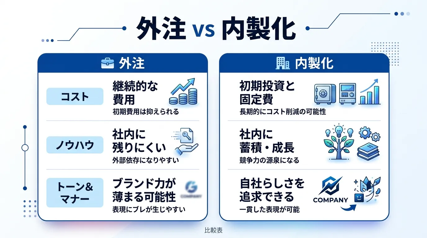 外注vs内製化の比較