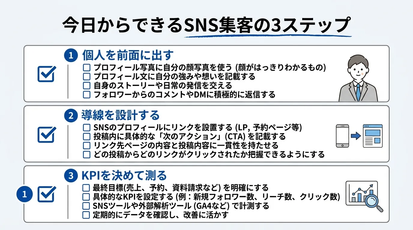 今日からできるSNS集客の3ステップ チェックリスト