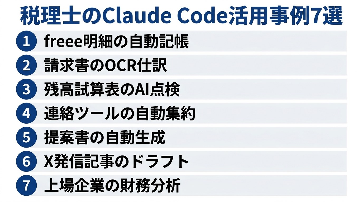 税理士のClaude Code活用事例7選 一覧